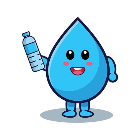 cute water drop cartoon character giving water bottle . 12781853 Vector Art at Vecteezy