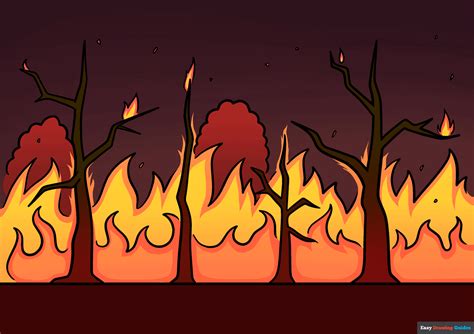 How to Draw a Forest Fire - Really Easy Drawing Tutorial