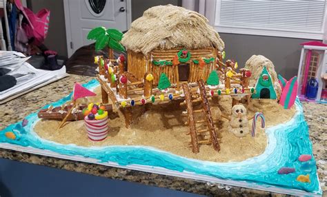 Tiki island gingerbread house | Lebkuchenhaus, Kuchen und torten, Lebkuchen