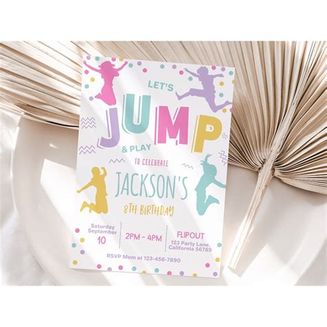 Jump Birthday Party Invitation Trampoline Park Birthday Invi - Inspire Uplift