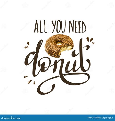 Slogan with Chocolate Donuts Stock Vector - Illustration of print, menu ...