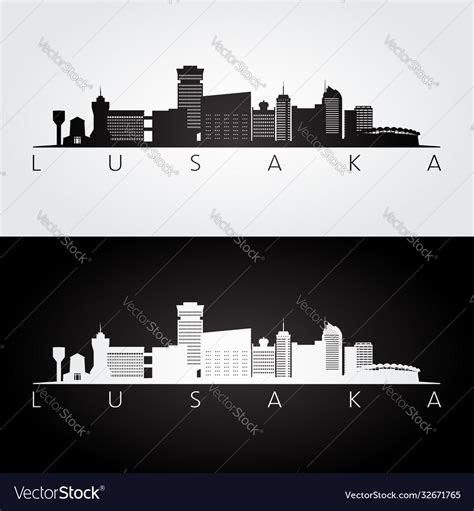 Lusaka zambia skyline and landmarks silhouette Vector Image