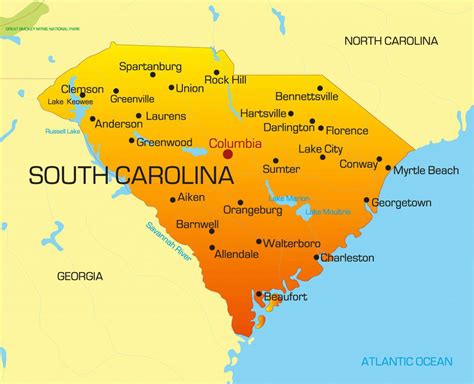 South Carolina County Map With Roads