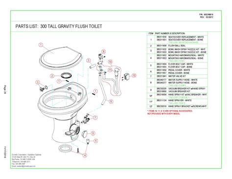 Sealand Dometic 300 Gravity Toilet Spare Parts