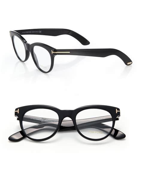 Tom ford 49mm Round Optical Glasses in Black | Lyst