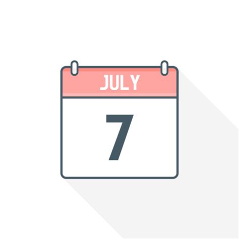 7th July calendar icon. July 7 calendar Date Month icon vector ...