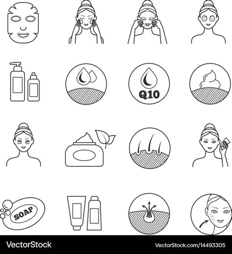 Skin care icons prevention of aging Royalty Free Vector