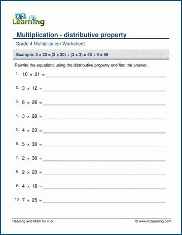 Distributive property worksheets | K5 Learning