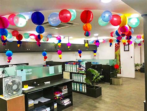 Blue-White Themed Office Decoration | Balloon Decoration in Mumbai ...