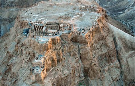 Masada fortress showing King Herod's 3 palaces hugging the north face of the cliff | Bible ...