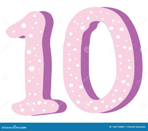 Cute Pink Number Ten, Illustration, Vector Stock Vector - Illustration ...