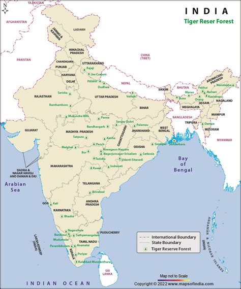 List of Tiger Reserves in India, Map of Tiger Reserves in India