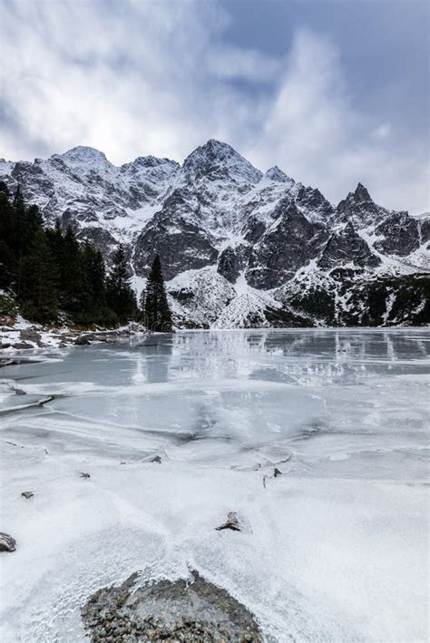 Winter at Morskie Oko or Sea Eye Lake in Poland Tatra Mountains Stock ...