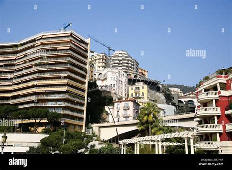 Exterior view of architecture in Monte Carlo, Monaco on a warm and ...