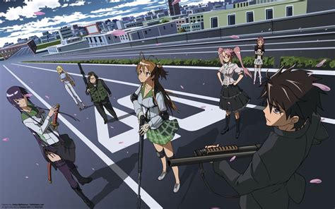 Highschool of the Dead backdrop 1 poster, Highschool of the Dead, Busujima Saeko, anime, school ...