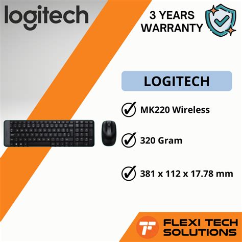 LOGITECH MK220 Wireless Keyboard and Mouse Space-saving Wireless Combo ...