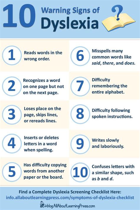 10 Warning Signs of Dyslexia (Infographic)