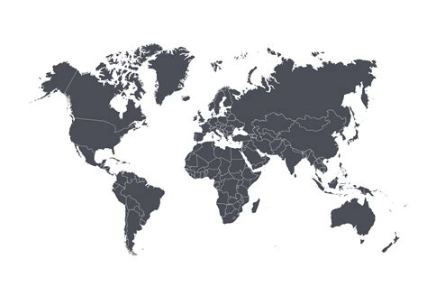 World map with countries isolated on white background. Vector illustration. | Senzagen