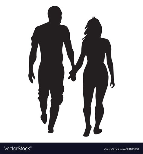 Simple walking couple silhouette Royalty Free Vector Image