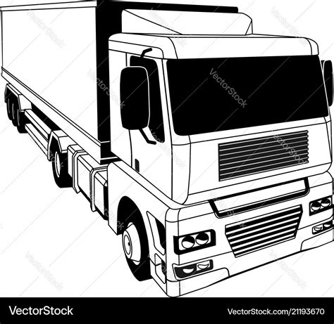 Black and white semi truck Royalty Free Vector Image