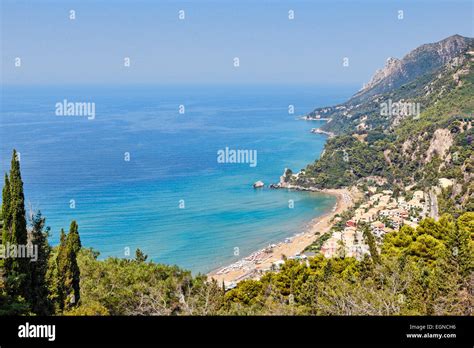 Glyfada beach at Corfu, Greece Stock Photo - Alamy