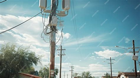 Premium Photo | Photo of a 5G antenna installation on a utility pole