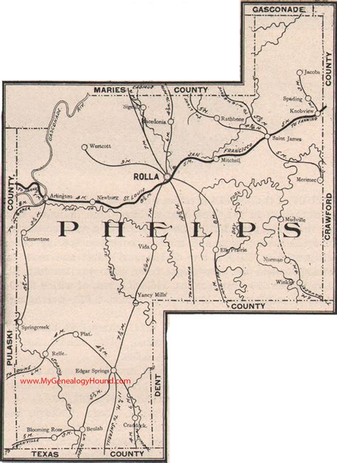 Phelps County, Missouri 1904 Map