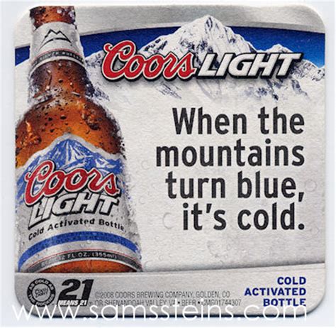 Coors Light Mountains Turn Blue Beer Coaster