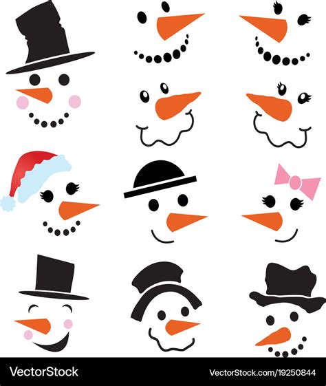 Snowman faces Royalty Free Vector Image - VectorStock