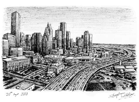 Downtown Houston, Texas - Original drawings, prints and limited editions by Stephen Wiltshire MBE