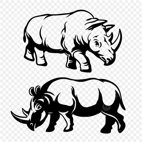 Rhino Rhinoceros Animal Silhouette Outline Vector Art Instant Download Ai Eps Svg Pdf Dxf Png ...