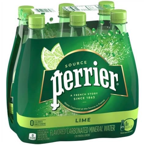 Perrier® Lime Flavored Sparkling Bottled Water, 6 bottles / 16.9 fl oz - Smith’s Food and Drug