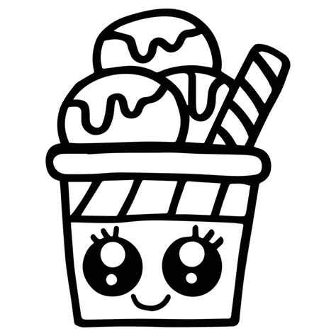 Kids Coloring Pages, Cup Ice Cream Vector illustration EPS And Image ...