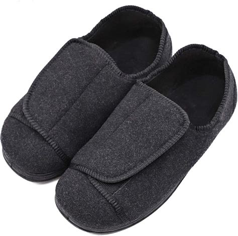 Amazon.com | MEJORMEN Men's Diabetic Slippers Adjustable Touch Close Strap House Shoes ...