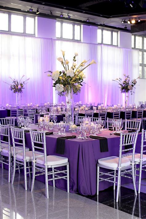 silver chairs with purple? | Purple wedding theme, Purple and silver wedding, Wedding table ...