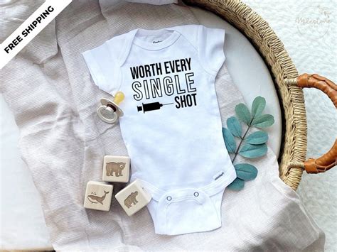 Worth Every Single Shot - IVF - Baby Onesie® - Birth / Pregnancy Announcement, Custom Onesie ...