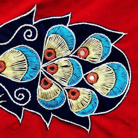 Buy Pipli Applique Work Peacock Design Red Wall Hanging Online