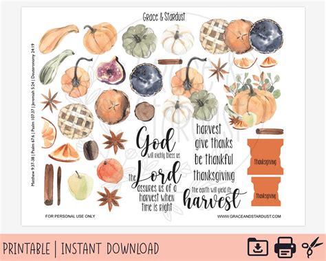 Bible Journaling Printable Bible Journaling Stickers Thanksgiving Stickers Fall Stickers Faith ...