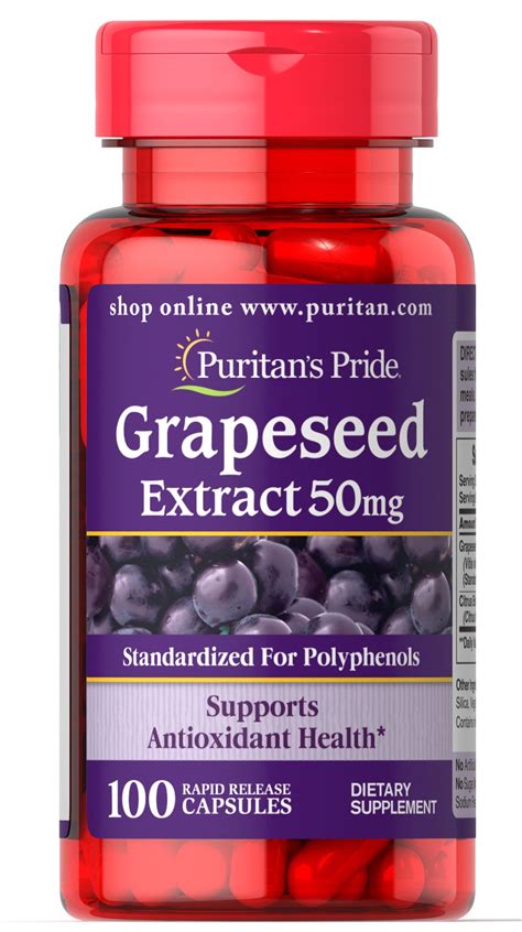 Grapeseed Extract 50 mg 100 Capsules | Antioxidants