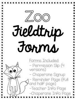 Editable Zoo Field Trip Forms Permission Slips, Chaperone Letters, Student Pages | Field trip ...