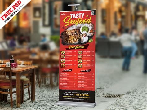 Outdoor Restaurant Food Menu Roll-up Banner PSD | PSDFreebies.com