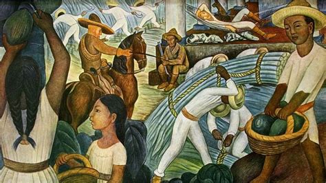 Mural of the Mexican revolution of 1910 that resulted in the current Mexican Constitution ...