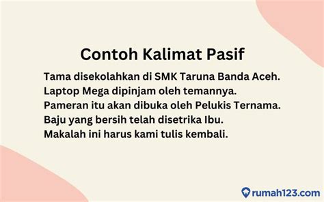 Contoh Kalimat Pasif Lengkap dengan Jenis dan Ciri-cirinya