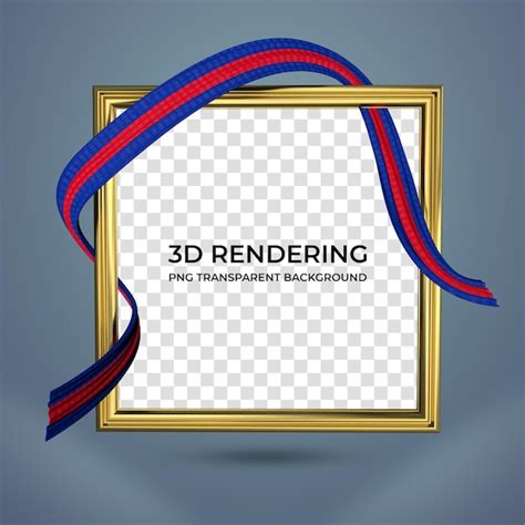 Premium PSD | Realistic Frame and Ribbon with Cambodia flag colors 3d rendering transparent ...