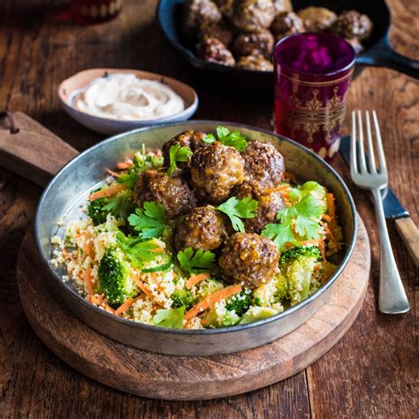 Moroccan Meatballs with Couscous Salad and Spiced Sour Cream - Nadia Lim