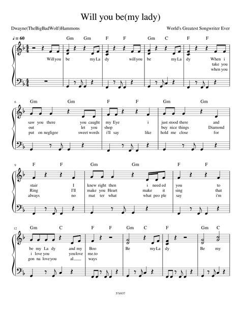 Will you be my lady Sheet music for Piano (Solo) Easy | Musescore.com