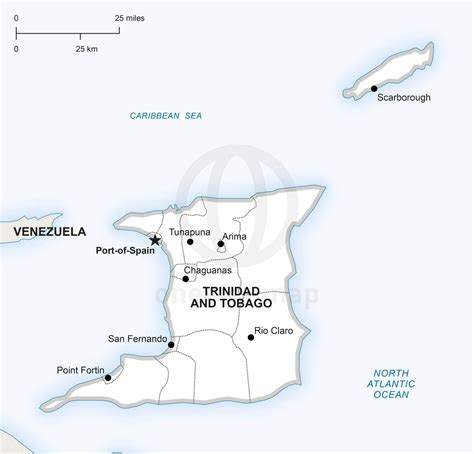 Vector Map of Trinidad and Tobago Political | One Stop Map