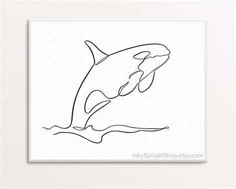 Orca Continuous Line Drawing Killer Whale Minimalist Art Printable Ocean Animal Print Nautical ...