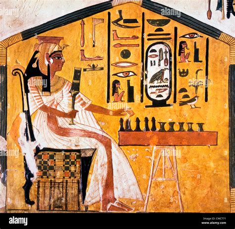 Queen Nefertari Playing Chess, Painting From Tomb of Nefertari, Valley of the Queens, Thebes ...