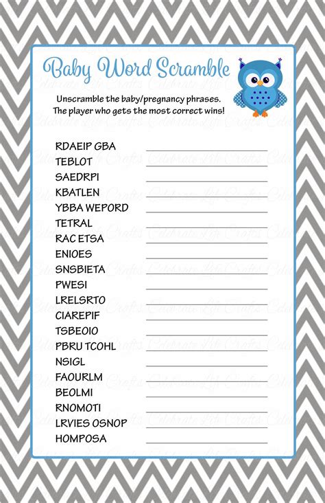 Printable Baby Shower Games